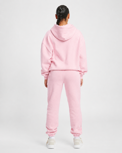 Pink Hooded Pullover Sweatshirt Solid Color Fleece Material Regular Sleeve Autumn Wear Men's Casual Style - Product Image 2