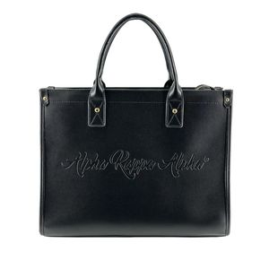 Sac fourre-tout AKA Midnight en similicuir noir, sac à main à bandoulière avec logo AKA en relief, grand sac fourre-tout pour femme, idéal pour tous les jours - Product Image 1