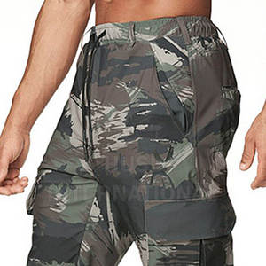 Pantalones deportivos con estampado de camuflaje para hombre, cintura elástica con cordón, múltiples bolsillos, pantalones deportivos informales para otoño - Product Image 4
