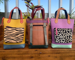 Nueva mochila convertible de cuero reciclado para pañales, asas con estampado de animales, bandolera, bolso de compras con bolsillo y cremallera - Product Image 5