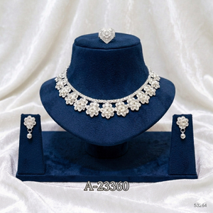 Parure de bijoux tendance en alliage de zircon plaqué or 22 carats, collier et boucles d'oreilles, idéale pour mariages, fêtes et cadeaux d'anniversaire - Product Image 2