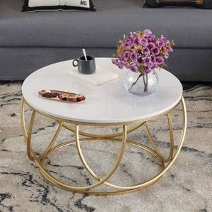 Table basse ronde de luxe avec base en métal sculpté pour salon, hôtel, maison, mobilier moderne - Product Image 1