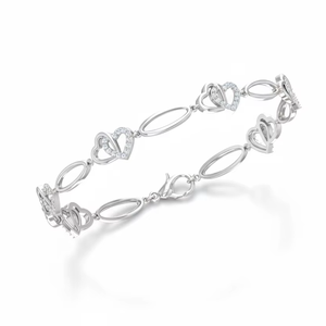 สร้อยข้อมือโซ่เชื่อมรูปหัวใจอินฟินิตี้ทอง 14K และเพชรแท้สำหรับผู้หญิง - Product Image 1