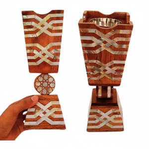 Brûleur à Bakhoor en Bois d'Acacia Tendance et Très Vendu avec Incrustation MOP, Style Moyen-Oriental Fait Main, Idéal pour le Ramadan et l'Aïd, Mabkhara & Mubkhar - Product Image 2