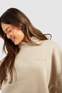 Sudadera con capucha de gran tamaño con hombros caídos para mujer personalizada, Jersey bordado de lana de algodón pesado informal de invierno, estilo informal - Product Image 3