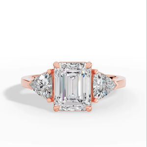 Anillo de Diamante Cultivado en Laboratorio con Corte Trillón Único y Esmeralda de Alta Demanda, Oro de 14K, Venta al por Mayor, Fabricante y Proveedor de Joyería Fina OEM - Product Image 1