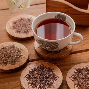 Wooden Eco-Friendly Customized Thickness <b>Round</b> Classic Design <b>Mats</b> & Pads Coaster for Coffee Cup Tea Accessories Engraving - Product Image 2