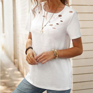 Camiseta de Mujer de Alta Calidad con Diseño Moderno y Estilo Desgastado en Venta 2026, Camisetas Casuales de Estilo Clásico para Mujer en Venta en Línea - Product Image 3