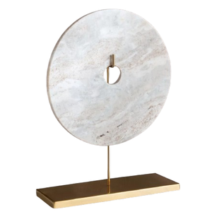 Escultura Moderna de Lujo en Mármol con Base de Metal, Adorno Decorativo para Mesa - Product Image 1
