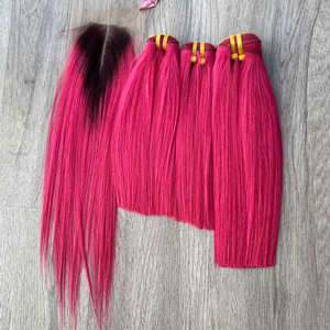 Paquete de Cabello Humano Virgen Vietnamita 100% Natural a Precio de Mayoreo Extensiones de Cabello Súper Dobles de Color Rosa Neón - Product Image 4