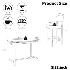 2-Piece <b>Kitchen</b> <b>Table</b> Set with 3 Upholstered Chairs <b>Bar</b> Dining <b>Table</b> Furniture Set for 2 or 3 People - Product Image 5