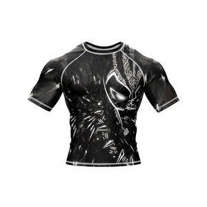 Camiseta Deportiva de Poliéster de Secado Rápido con Estampado por Sublimación para Hombre, Talla Adulto, Manga Corta, para Lucha, Kickboxing, Ji Rash Guard - Product Image 5
