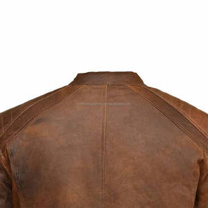 Veste en cuir véritable ciré de haute qualité, personnalisable, pour motards de rue, style sportswear vieilli, coupe-vent pour moto - Product Image 4