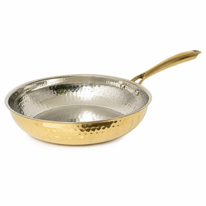 Sartén de Latón Forjado a Mano con Revestimiento de Acero Inoxidable, Utensilios de Cocina de Latón Premium, Compatible con Inducción, Fabricante OEM ODM - Product Image 1