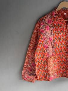 <b>Quilted</b> Cotton <b>Jacket</b> Women Floral <b>Pattern</b> O-Neck Full Sleeve Autumn Regular Length Patch Pocket Hand Embroidery GIFT FOR HER - Product Image 4