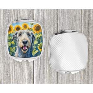 Irish Wolfhound Sunflowers Compact Travel <b>Makeup</b> <b>Mirror</b> Pocket Folding Handheld Decorative Gift <b>for</b> Women and Girls - Product Image 4