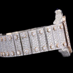 Fully Iced Out Square <b>Skeleton</b> Dial Moissanite Bezel Setting Fashion <b>Watch</b> Hip Hop <b>Man's</b> Made Two Tone Exclusive Diamond <b>Watch</b> - Product Image 4