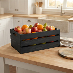 WeWood Custom Black <b>Wood</b> Pallet Box Freestanding Multifunction Engraved Slatted <b>Storage</b> <b>Crate</b> Private Label Home Decor - Product Image 3