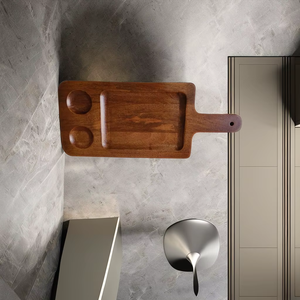Plateaux de service rectangulaires modernes en bois tendance, luxe, avec fonction planche à découper, 37,50x16x2 cm, épais, poignée antidérapante, compatibles lave-vaisselle - Product Image 1
