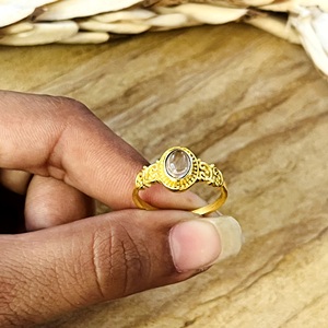 New Arrival Moonstone <b>Rings</b> Boho Brass Jewelry Women 18k Gold Plated Antique Filigree <b>Dainty</b> Scroll <b>Ring</b> for Wholesale/OEM/ODM - Product Image 4