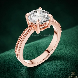 Anillo de Compromiso con Diamante Cultivado en Laboratorio Certificado por IGI, Corte Brillante Redondo, Anillo Solitario de Oro de 9K, 10K, 14K, 18K, Anillo de Bodas para Mujer - Product Image 4
