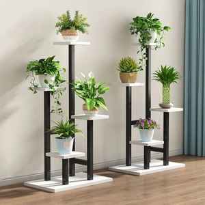 Support à plantes en bois moderne, étagère multi-niveaux pour pots de fleurs, intérieur/extérieur, bois naturel, présentoir pour plantes de jardin et de maison - Product Image 1