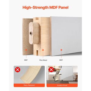 Porta Scorrevole in MDF ad Alta Resistenza 36 X 84 Pollici con Kit di Installazione Facile, Superficie in PVC Impermeabile per Applicazioni in Camera da Letto - Product Image 3