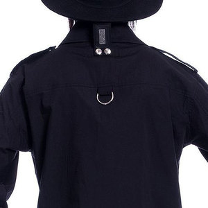 Custom Wholesale <b>Men's</b> Gothic Punk Rock Black Long Sleeve Shirt 100% Cotton Zipper Detail Button Down Shirt - Product Image 4