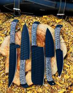 Juego de Cuchillos de Chef de Acero al Carbono con Revestimiento Negro Hechos a Mano con Funda, Cuchillos para Cortar Vegetales de Primera Calidad Hechos a Mano, Profesionales - Product Image 2