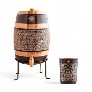 Distributeur d'eau froide en cuivre avec motif décoratif et accents en cuivre pour la maison - Product Image 5