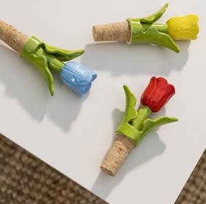 Bouchon de bouteille de vin en céramique artisanale avec bouchon en liège, accessoire de scellage décoratif réutilisable pour la maison, le bar, le restaurant et les caves à vin - Product Image 1