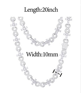 925 Silver Lab Grown Diamond Infinity <b>Link</b> Necklace with Floral Accents Luxury Sparkling Statement <b>Jewellery</b> - Product Image 6