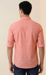 Enovate Men's Double Breasted Solid Color Long Sleeve Casual Shirt Turn-<b>down</b> Collar Breathable Woven Cotton Back Neck Logo ODM - Product Image 3
