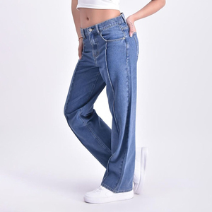 Jeans de Mezclilla de Cintura Alta, Corte Recto, Desgastados, Ajuste Holgado, Largos, Estilo Vintage, Casuales, Transpirables, para Mujer - Product Image 6