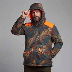 Chaqueta de Caza Reversible Camuflaje a Naranja Fluorescente, Ropa de Caza para Exteriores con Capucha, Bolsillos con Cremallera, Tela Ligera y Resistente - Product Image 5