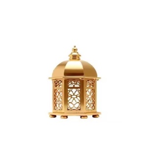 Moroccan Gold <b>Lantern</b> with Blue Glass Panels Decorative Metal Candle Holder for <b>Tea</b> <b>light</b> or Candles Ramadan Wedding Party Decor - Product Image 1