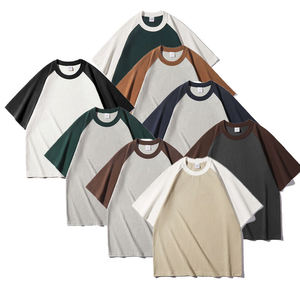 Custom Logo Luxury 300g Unisex Mock Collar Blank Oversized Heavyweight Breathable T-Shirt 100% Cotton Blank <b>Men's</b> T-shirts - Product Image 1