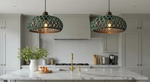 Rustic Bronze Pendant <b>Light</b> With Green Patina Cage Design Circular <b>Ceiling</b> Fixture For Indoor Lighting Decorations - Product Image 6