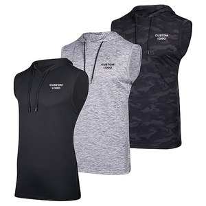 Lot de 3 débardeurs à capuche confortables pour hommes, idéaux pour l'automne, la gym et l'entraînement, sans manches, en polyester/coton, coupe-vent et écologiques - Product Image 1