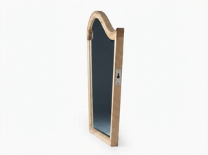 Solid Wood Traditional <b>Arch</b> Wall Mirror with <b>Framed</b> Edge Natural Finish Decorative Vanity Mirror for Bedroom and Hotel Use - Product Image 2