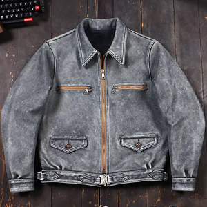 Vestes en jean décontractées, veste en cuir véritable 100%, cuir brun vieilli, vestes tendance pour homme, vêtements en cuir pour homme - Product Image 3