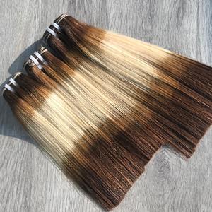 Máquina de color marrón Rubio Paquetes de trama doble Cabello humano Hueso recto | Cabello humano vietnamita súper doble dibujado - Product Image 3