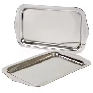 Bandeja Rectangular de Acero Inoxidable con Acabado Antiguo, Juego de Vajilla, Platos y Bandejas para Servir Comida - Product Image 2