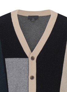 Suéter Cárdigan de Hombre con Cuello en V, Diseño Colorblock, Tejido de Lana, Cierre de Botones, con Bolsillos, para Otoño - Product Image 2
