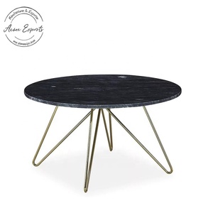 Modern <b>Black</b> Marble <b>Round</b> Coffee <b>Table</b> Mid Century Hairpin Legs Iron Frame Living Room Furniture Decor - Product Image 1