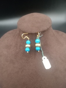 Pendientes de Aro Chapados en Oro con Perlas Naturales y Turquesa, Estilo Vintage, con Bolas Colgantes, Joyería de Moda para Mujer, Imitación de Latón, para Fiesta - Product Image 6