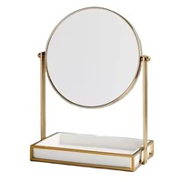 Miroir de table rond moderne en métal avec support pour mariage, maquillage, décoration intérieure - Écologique