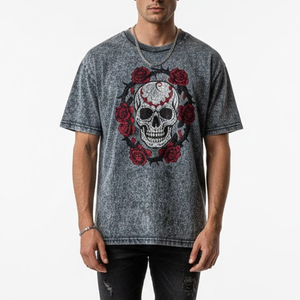 Camisetas de Algodón 100% para Hombre, Estilo Pullover, Lavado Ácido, Tejido Transpirable, con Servicios OEM - Product Image 1