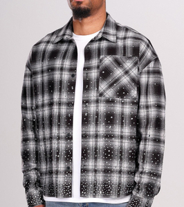 Chemises décontractées en flanelle à carreaux noirs et jaunes pour hommes, coupe classique, manches longues, avec service OEM - Product Image 4