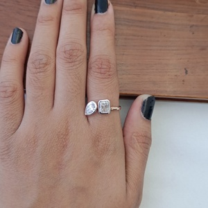 Anillo Abierto de Oro de 14 Quilates con Corte de Pera Namivaa para Mujer, Anillo de Compromiso Moderno Toi Et Moi, Elegante para Bodas y Fiestas - Product Image 4